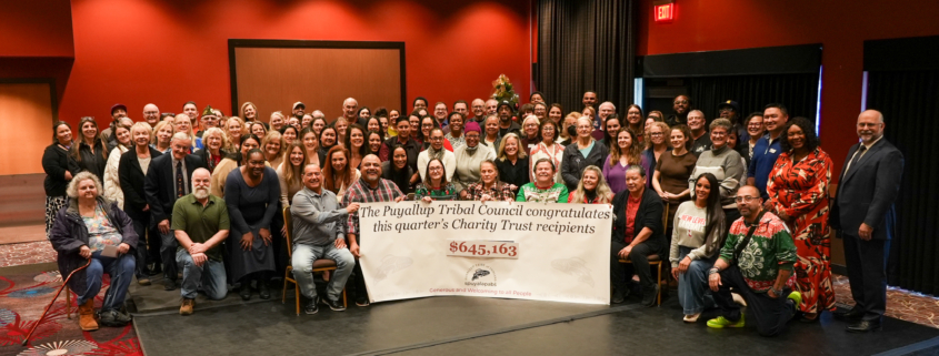 Group photo at the ceremony with the Puyallup Tribe Foundation board and all the recipients